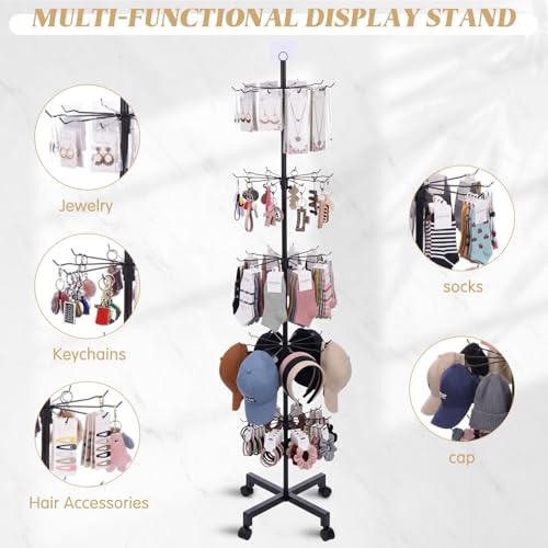 Ripeng 2 Pcs 5-tier Rotating Retail Display Stand Display Rack for Earring Keychains Jewelry Vendor Events and Stores Movable Adjustable Shop Spinner Black Ornament Holder - color: Black, size: 5 Tier