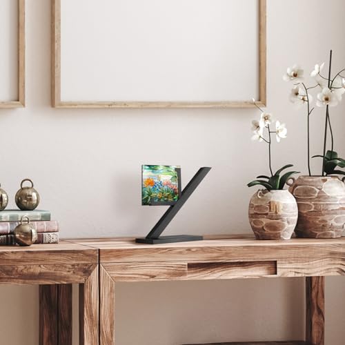 RattanView 2 Pcs Metal Glass Display Stands Square Art Glass Display Easel Stained Ceramic Holder Tiles Plaques Stand for Picture Collectibles Ceramic Tiles Photo Office Trade Show Home