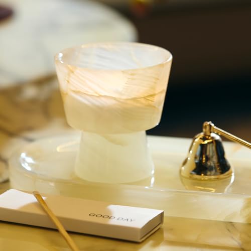 Marble Candle Holder, Empty Tealight Candle Decor Holders, Amber White - color: Amber White