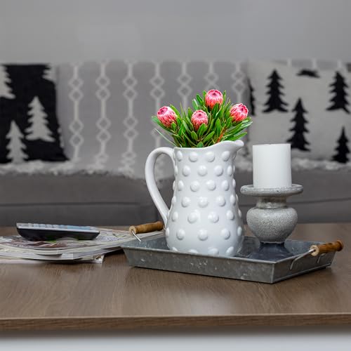 AuldHome Design Galvanized Farmhouse Trays (Set of 2, Small & Medium); Farmhouse Decor Rectangular Trays w/Handles