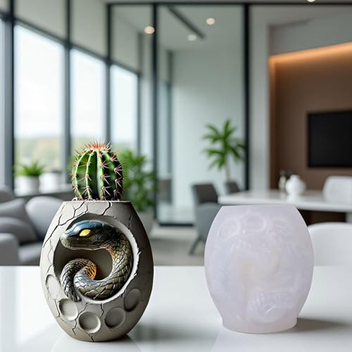 1 Pc Snake Egg Resin Silicone Jar Mold 3D Snake-Shaped Casting Storage Box Mold for Easter Halloween Crafts Gifts Home Decor Plaster Cement Concrete Candlesticks Epoxy Jewelry Trinket Tray - color: Snake Egg Resin Mold