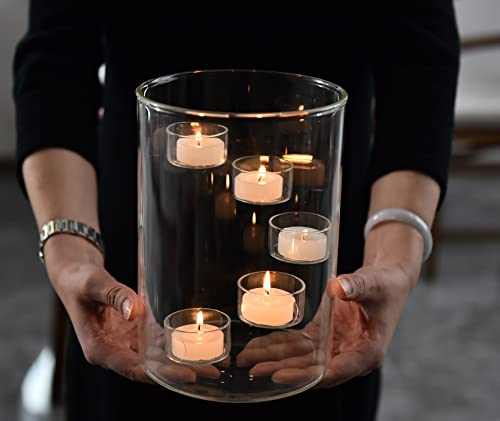 Glass Cylinder Hurricane Candle Holder for Tea Light Pillar Candle Holders Table Centerpiece, Clear Decorative Geometric Candle Holder for Wedding, Party(No.02) - size: No.02