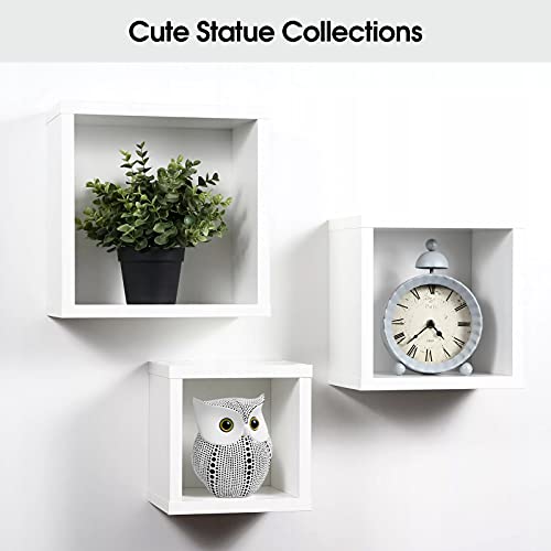 APPS2Car Owl Statue for Home Decor Accents Office Decoration, Handmade Polka Dots Buhos Modern Bird Figurine for Indoor Book Shelf Desktop Cabinet Fireplace Mantel Living Room Bedroom Ornament (White)