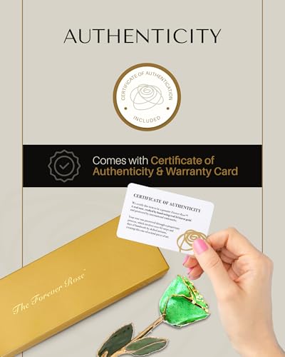 Forever Rose Hand-Dipped in 24K Gold, Peridot-Inspired August Birthstone with Sparkles, Real Rose in Luxury Gold Gift Box & Clear Glass Bud Vase – Perfect Ready for August Birthday or Any Occasion - color: August Peridot