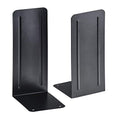 Acrimet Metal Bookends, Jumbo Size 9" H x 4" W x 4-1/2" D, Non-Skid Book Stand for Shelves, Heavy Duty Book Stopper, Black, 1 Pair