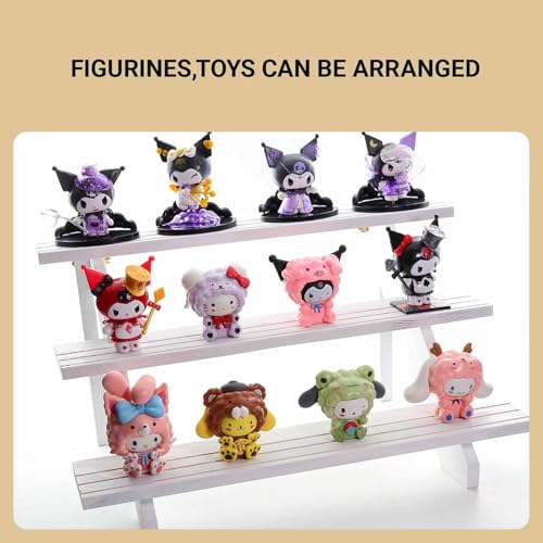 2pcs White Display Riser, Earring Display Stands, Showcase Cascading Merchandise Organizer Tray Vendor Display Supplies for Tabletop Shows Solid Wood (3tier) - color: White-3tier-2pcs