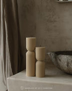 LAWA Hourglass Pillar Candle - Large Beautiful Handmade Pillar Scented Soy Wax Candle Elegant Bubble Aesthetic Candle Housewarming Gift Home Room Shelf Decor Idea Sandstone (Set of 2) - color: Sandstone