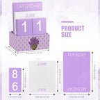 AceOrbit Purple Lavender Wood Block Perpetual Calendar Coquettish Desk Decor Cute Month Week Date Display Decorative Block Calendar for Women Office Home Desk Gift for Women - style: Purple Lavender