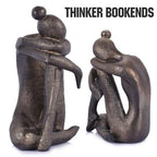 2-Piece Unique Decorative Thinker Girl Bookends, Modern Heavy Duty Nonskid Resin Book Stoppers for Home Office Desk, Living Room, Study Room, Creative Bookshelves, Desktop Ornaments (Bookends01)