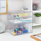 STORi Chloe Space-Saving Clear Drawer Organizer (4 Drawer Set) Sort Office, Kitchen, Beauty Supplies, Makeup, Pens, Jewelry, Stationary, Made in USA - style: Combo Drawer Set