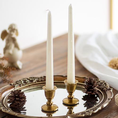 Vintage Candlestick Candle Holders Brass - Romadedi Taper Gold Candle Stick Victorian Style for Table Centerpiece Wedding Festive Christmas Mantel Decoration or Home Decor Set of 2 - size: 2 PCS