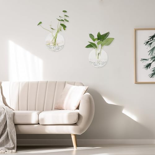 Hanging Wall Planters Pack of 6 Glass Planter Pots Round Glass Flower Vases Hanging Propagation Station Glass Plant Hanger Terrariums Wall Hanging Plant Container