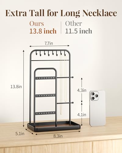 pickpiff Jewelry Holder Stand: Jewelry Display for Necklace, Bracelet, Earring, Ring, Black - color: Black
