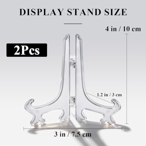 4 Inch Clear Acrylic Plate Display Stands 2pcs Tabletop Easel Holders for Picture Frames Cards Decorative Plates Home Kitchen Shelf Decor Small Acrylic Stand - color: Clear, size: 4inch