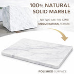 Marble Pastry & Cutting Board – 10x14 Inch Natural Stone Slab with Non-Slip Feet for Dough, Cheese, Baking, Serving, Charcuterie, Trivet – Easy to Clean Gift Tray. - color: White, size: 14"L x 10"W