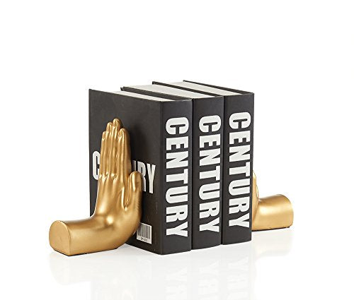 Danya B. Contemporary Accent Book Shelf Decor - Hands Sculpture Bookend Set of 2 (Gold) - color: Gold