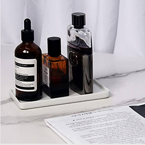 Ceramic Soap Dispenser Tray for Kitchen and Bathroom, Modern and Farmhouse Rectangle Service Tray - White(1 Pc)