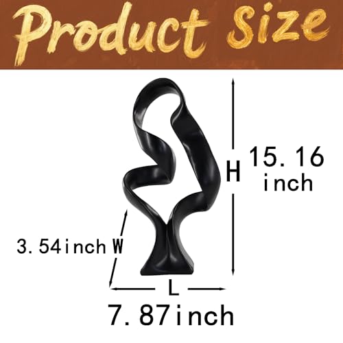 15" Modern Abstract Ribbon Decorative Sculpture, Knot Sculptures,Home Decor,Coffee Table Statues,Dining Living Room Desk Decor（Black） - color: 15" Black