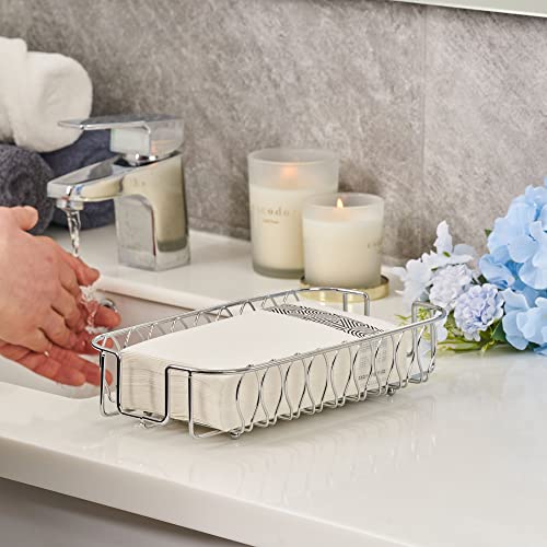 Silver Guest Towel Holder Tray for Bathroom – Napkin Organizer for Disposable Paper Towels, Hand Towel Rack for Countertop, Modern Holder for Guest Bathroom Essentials and Powder Room - color: J - Silver Napkin Holder for Bathroom, size: Guest Towel Holde