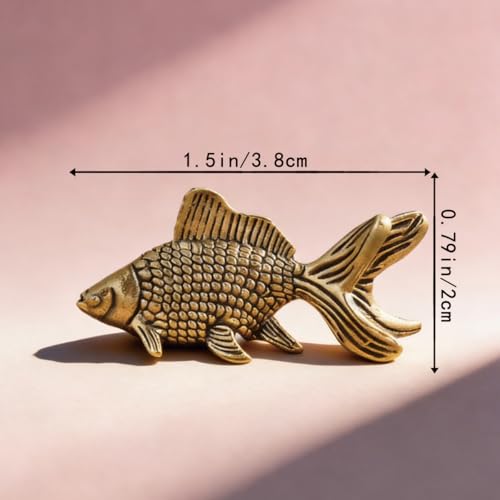 Vintage Mini Goldfish Brass Figurine Cute 3D Aminal Statues for Home Office Table Desk Mantle Decor Tea Pet Decoration Funny Gifts for Women Men Friend (HTBJ3597) - color: Fdjlcs3597