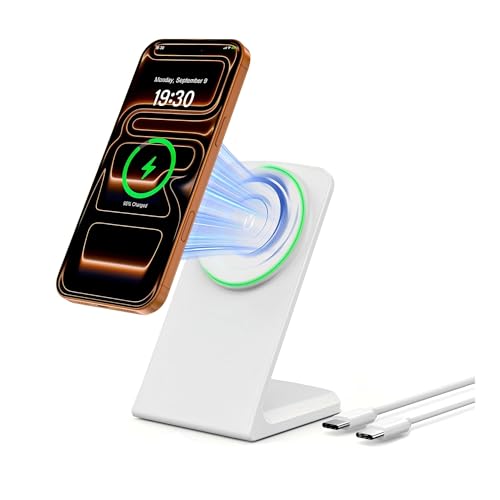 Mag.Safe Charger Stand, Magnetic Wireless Charging Station for iPhone 17/16/15/14/13/12 Series (Lunar White) - color: Lunar White