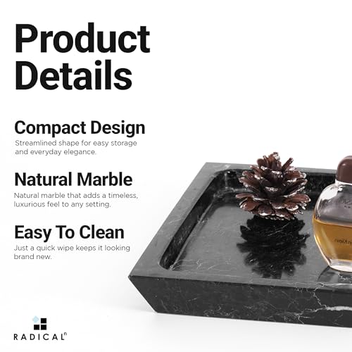 Radicaln Mable Serving Tray 12" Inches Black Handmade Rectangle Cafeteria Trays for Kitchen Countertop Ideal Food and Serving Dishes, Serving Platter for Party Supplies - color: Black