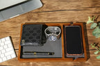 Shinpuru Wooden Valet Tray for Men, Nightstand Organizer with Leather Inlay, EDC Essentials Catchall Tray for Keys, Phone, Wallet, Watch, Earbuds - Bedside Desk Entryway Tray (Wood-Phone) - color: Brown-Ph