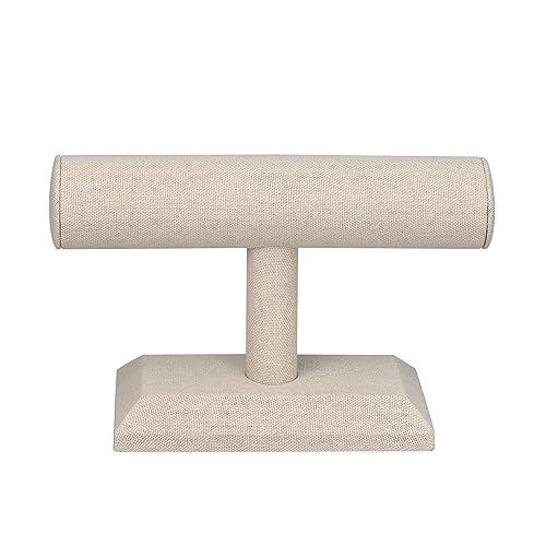 MOOCA Linen Covered Wood Jewelry Display, Jewelry Stand, Bracelet Holder Display, Watch Stand, Bracelet Stand, Tan Linen - color: Tan Linen