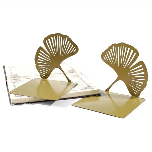 Ginkgo Leaf Metal Bookend, Botanical Leaf Veins Heavy Duty Book Stand, Home and Office Bookshelf Decorative End of The Book (Big Ginkgo Leaf) - color: Big Ginkgo Leaf
