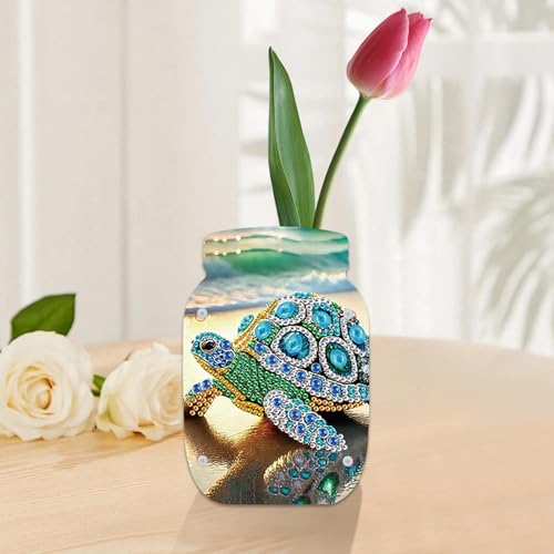 5D Diamond Painting Kit Vase, DIY Turtle Diamond Art for Adult Beginners Acrylic Special Shaped Double-Sided Vase Handmade Crafts, Suitable for Home Living Room Desktop Decoration - color: Turtle