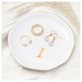 ProCase Ceramic Jewelry Tray, Initial Ring Dish Trinket Plate Engagement Gift, Small Personalized Monogram Ring Bowl for Wedding, White Decorative Jewelry Holder for Women Vanity -Letter I - style: I
