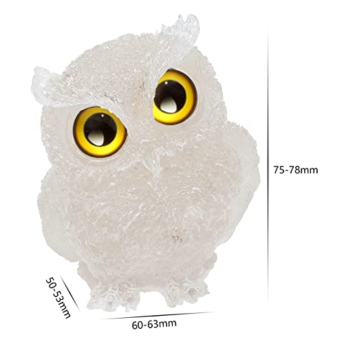 mookaitedecor Rock Quartz Owl Statue Sculpture Stone, Carved Animals Night Owl Figurine Crystal Ornament for Desktop Office Home Decor, 3 Inch - color: White, size: 3 inch