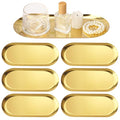8 Pack 12 Inch Oval Stainless Steel Decorative Tray, Stainless Steel Tea Fruit Tray, 12 inch Gold Oval Trays for Bathroom Vanity, Jewelry, Perfume & Key Organizer (Gold) - size: 8 Pack 12 Inch