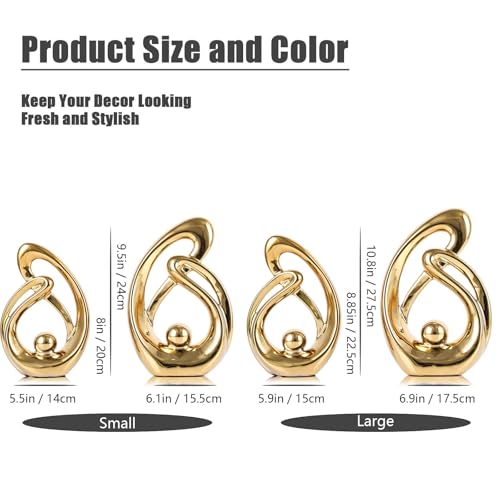 XMGZQ Home Decor Accent,Porcelain Art Mid Century Bookshelf Decorations,Gold Centerpieces for Tables,Abstract Ceramic Statue Sculpture for Coffee Table Mantel Tv Stand Centerpieces (Gold, Small) - color: Gold, size: Small