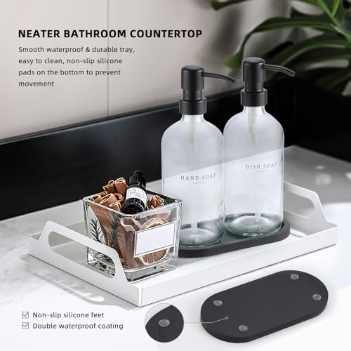 Glass Soap Dispenser - Dish Hand Soap Dispenser for Kitchen, Bathroom Soap Lotion Dispenser with 304 Rust Proof Pump, Tray, Clear Bottle/Black Pump - color: Clear Bottle/Black Pump + Tray + Funnel