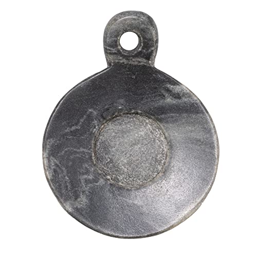 Hand-Carved Marble Dish with Handle, Grey - color: Gray, size: 5" x 4"
