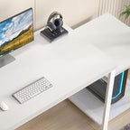 FOLUBAN Large White Computer Desk, Home Office Desk with Printer Space & PC Tower Stand, Modern Study Writing Table Workstation for Living Room Bedroom, 63 Inch - color: White