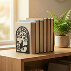 2 Pcs Metal Bookends, Unique Cat Book Ends for Shelves Sturdy Book Organizers and Decorative Books Accessories for Home Office and Library - style: Cat Tree