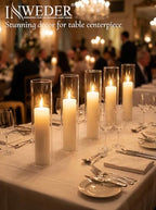 Hurricane Glass Candle Holders: 2.5" W x 12" H Open Ended Clear Cylinder Candle Cover Tall Bottomless Chimney Sleeve Bulk for Pillar & Taper Candles for Wedding Party Christmas Set of 6