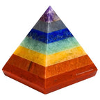 Amazing Gemstone Chakra Pyramid Crystal Healing Stones - 2" Great Pyramid Figurine of Natural Stone Pyramid for Meditation, Reiki, Chakra Balancing and Crystal Pyramids Grid - color: Chakra (Bonded)