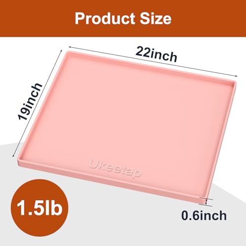 ukeetap Extra Thick Silicone Mat Waterproof with Raised Edge 22" x 19", Under Sink Mat for Kitchen & Bathroom, Kitchen Cabinet Liner, Multi-Purpose for Storage & Protection, Pink - color: Pink, size: 22" x 19"