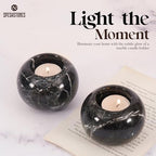 Marble Tealight Candle Holder 3.5-Inch Black Stone Votive Holder for Table Centerpieces & Earthy Aesthetic Decor, Candle Holder for Wedding Gifts for her - size: 3.5''