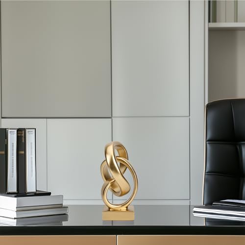 DOVDOV Abstract Gold Knot Statue, Geometric Knot Decor, Gold Decor on Shelf Bookshelf countertop for Living Room Coffee Table Office Coffee Table entryway entryway Desktop Decorative Ornament. - color: Gold