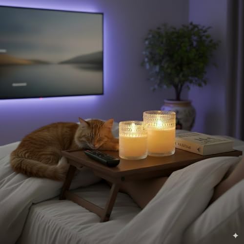 VENTA Realistic Glow Flameless Candles | Decorative Set of 2 in White Dotted Glass with Remote & Timer | Decorative Table Lamp - color: Dotted Glass White