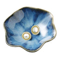 Ceramic Ring Dish, Jewelry Dish Holder, Small Trinket Tray Plate for Earrings Rings Necklaces Keys, for Mom Friend Sister, Dark Blue - color: Dark Blue