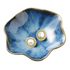 Ceramic Ring Dish, Jewelry Dish Holder, Small Trinket Tray Plate for Earrings Rings Necklaces Keys, for Mom Friend Sister, Dark Blue - color: Dark Blue