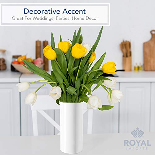 Royal Imports Flower Acrylic Vases Cylinders - Decorative Centerpiece Display for Home or Wedding - Non Breakable Plastic, 5X10 - White - size: 5"x10"