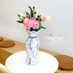 Modern Decorative Vase,Silver Flower Vase for Home Decor with Rhinestone,30 cm Luxury Ceramic Vase for Centerpiece,Living Room,Bedroom,Large Flower Vase - style: 30cm Sliver--Beads