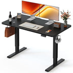 FEZIBO 55 x 24 Inchs Electric Standing Desk, Height Adjustable, Sit Stand Up, Computer Office Desk with Splice Board, Black Frame/Black Top - color: Black, size: 55x24