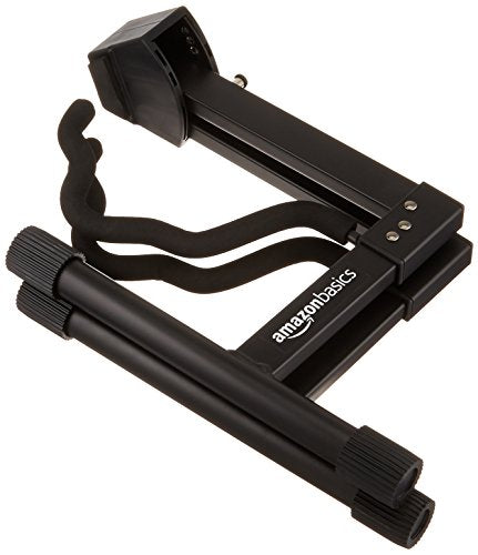 Amazon Basics Portable Adjustable Folding Guitar Stand for Electric and Acoustic Guitars, A-shape, Fully Assembled with Padded Foam, Black, 8.66 x 15.16 x 3.74 inches